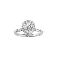 14k White Gold Diamond Wedding Ring IGI Certified Lab Grown  1.80 Ct Pear Cut