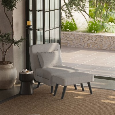 3-in-1 Foldable Chaise Lounge Sofa Bed Ottoman Adjustable Backrest Sleep Chair