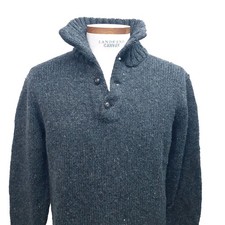 Vintage Polo Ralph Lauren 1/4 Button Alpaca Wool Acrylic Sweater Mock Gray Large