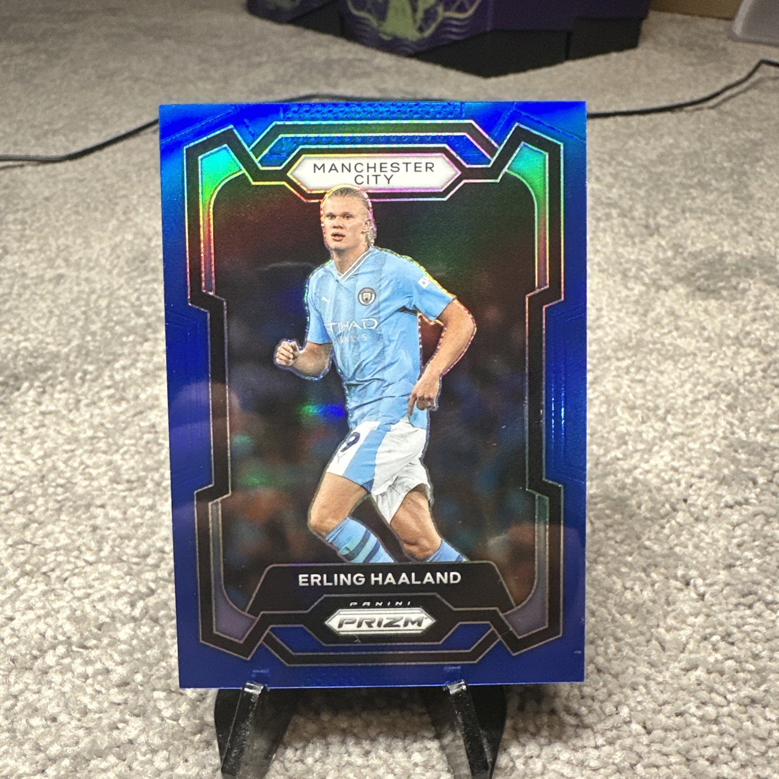 2023-24 PANINI PRIZM Premier League Soccer Erling Haaland /299 #3 Blue Prizm