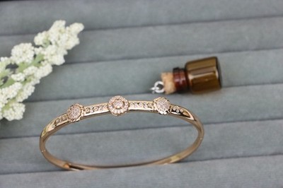 with Triple Circle Floral Design, XPBL0547 Rose Gold Plated Bangle