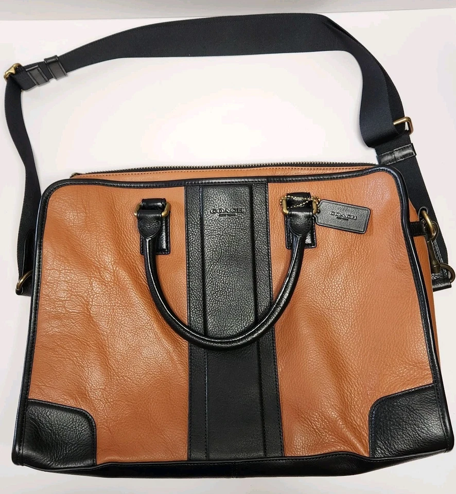 Maletín de cuero marrón COACH Directors F71639 con defecto Foto 2 de 4