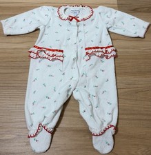 Vintage 1980s-90s Carter  s USA Footed Terry Cloth Sleeper Floral Ruffle M