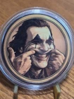 Joker themed Silver Coin 19.7g Collectible with Stand Dark Clown Smile Design