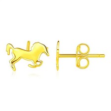 14K Yellow Gold Horse Earrings