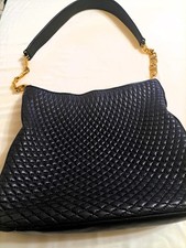 BALLY NAVY CALFSKIN QUILTED  LEATHER HANDBAG
