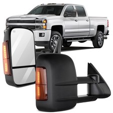 Pair Tow Mirrors Power Heated Signal Black 03-06 Silverado 3500 Suburban Tahoehd