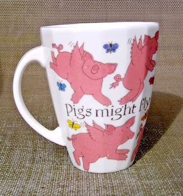 DUCHESS FINE BONE CHINA TEE KAFFEEBECHER SCHWEINE KÖNNTEN FLIEGEN HERGESTELLT IN ENGLAND TASSE