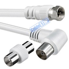 1m COAX Right Angle TO F TYPE Male Plug TV Satellite Sat Cable + FREE ADAPTER