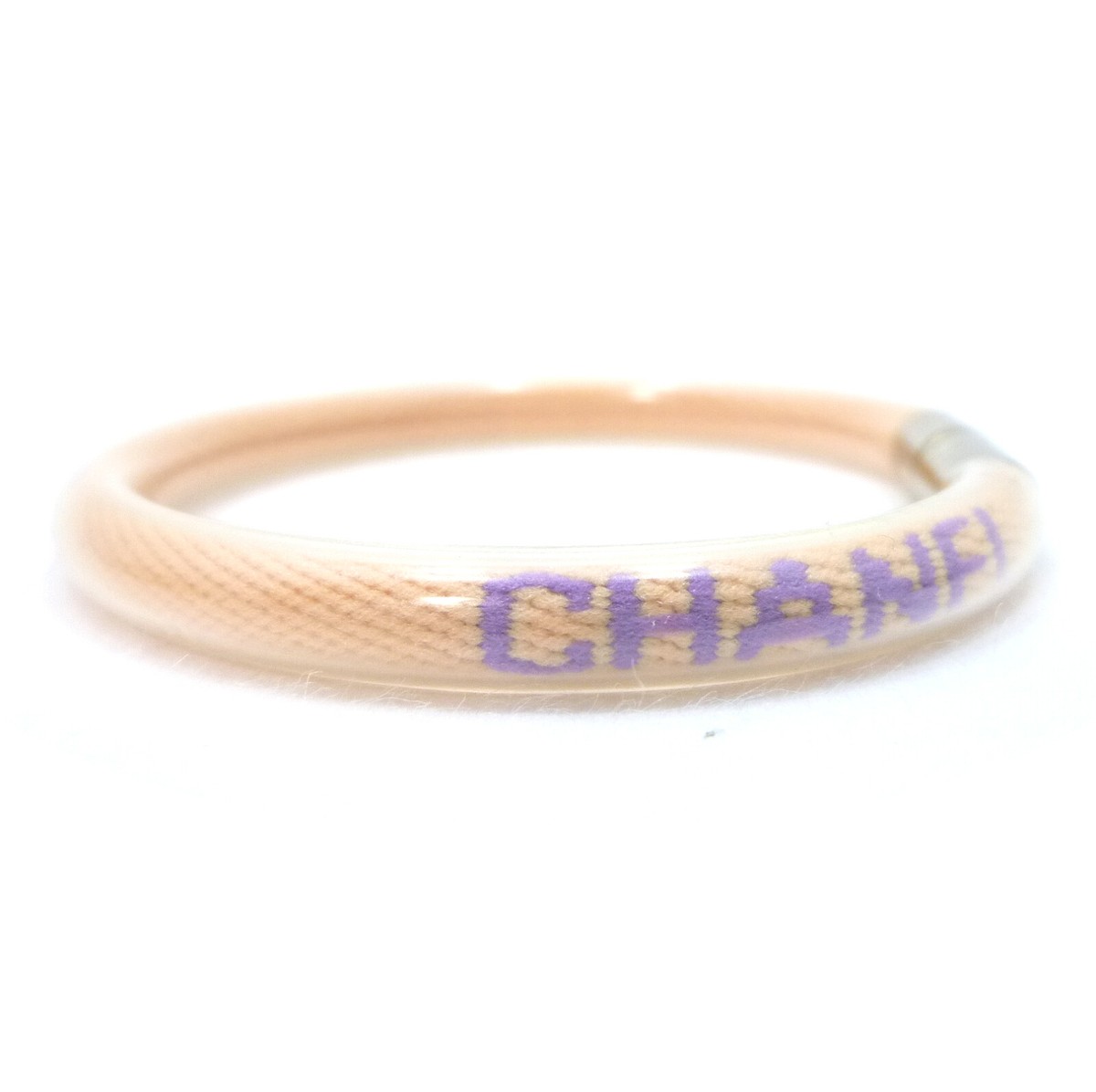 Authentic CHANEL Tube Bangle Bracelet 00T Pink Nylon