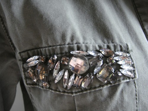 Denim & Co. Hemdbluse Jackenbluse Bluse khaki langarm m. Strass Gr. 34 . . . . N - Bild 5 von 5