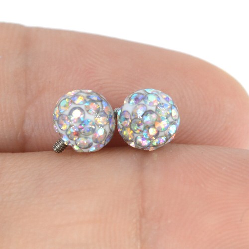 Internal Thread Round Crystal Labret Monroe Surgical Steel Lip Ring 6-12mm Bar - Picture 6 of 16