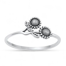 Sterling Silver Sunflower Ring Nature Various Sizes 925 NEW Boho Floral Dainty