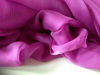 NUEVO Rico Cereza Púrpura 100% Seda Arrugado Chifón Tela Vestido Bufanda Material - Imagen 2 de 3