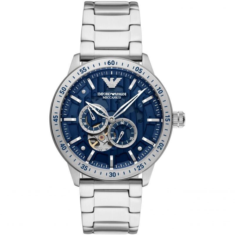 Emporio Armani Mens Blue Automatic AR60052 Steel Stainless Chrono Dial Watch - vintagewatches.pk