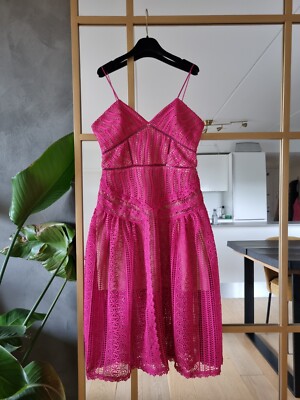**Self Portrait** Pink Lace Midi Strappy Dress UK12 DE38