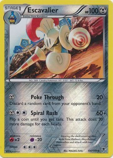 Pokemon XY Phantom Forces Escavalier Rare Reverse Holo 64/119