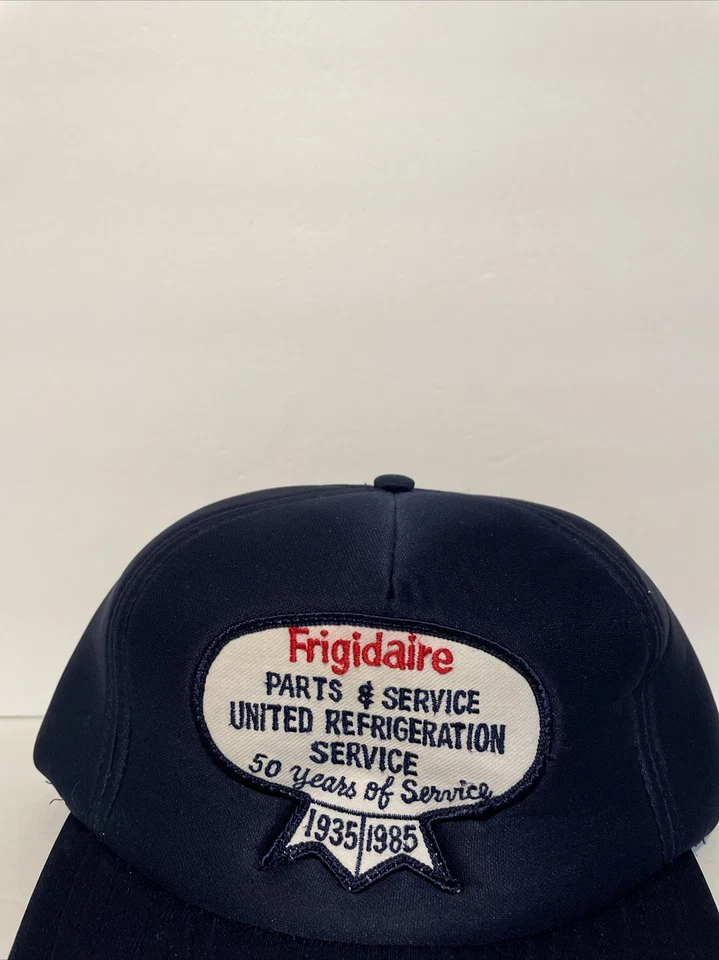 Vintage 80’s Frigidaire Parts & Service Navy Blue Snapback Trucker Hat Foam - Image 2 of 4