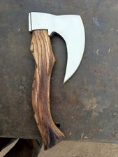 Custom Handmade High Polish Axe Carbon Steel Blade Wood Handle Leather Sheath