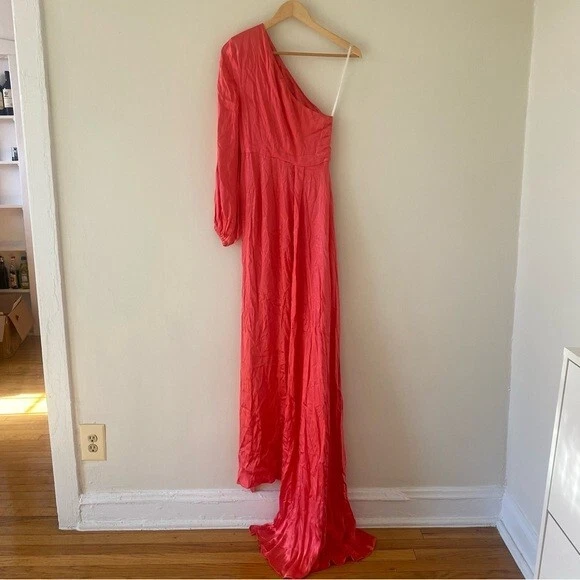 PALM ANGELS Abito lungo Michael Costello Heather in Siena bruciata taglia small nuovo con etichette $328