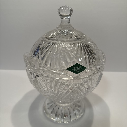 Shannon Crystal Covered Candy Dish Compote 24% Lead Crystal w/Sticker 6"x9" - Picture 2 of 10