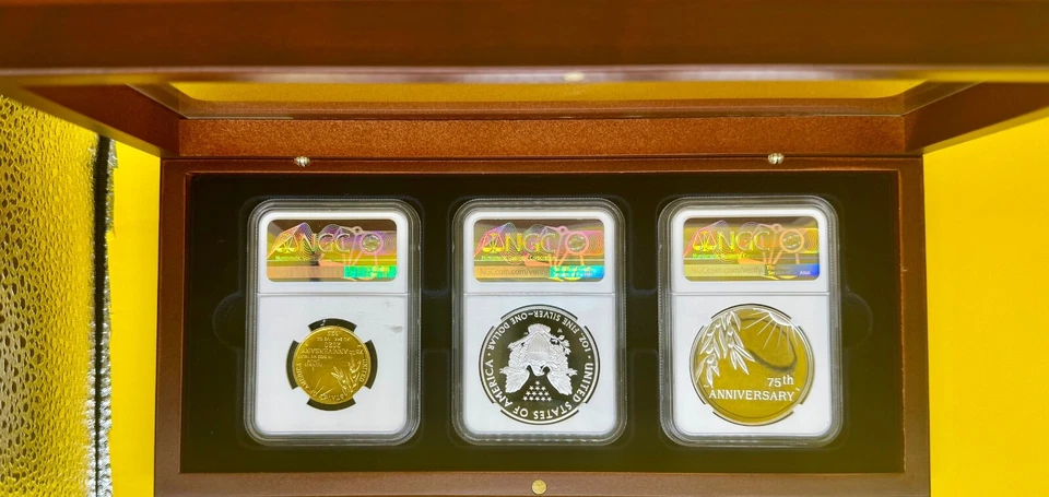 2020 75th WWII Gold and Silver 3 Coin Set NGC PF70  VICTORY LABEL - Image 4 of 4