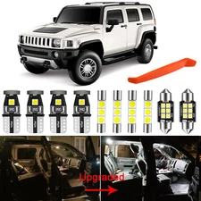 12Pcs Bright White Interior LED Light Bulbs Package Kit For Hummer H3 2005-2009