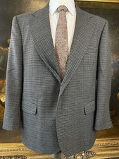 VTG Stafford 44S Gray Houndstooth Check Wool Blend Tweed 2 Roll 1 Sport Coat