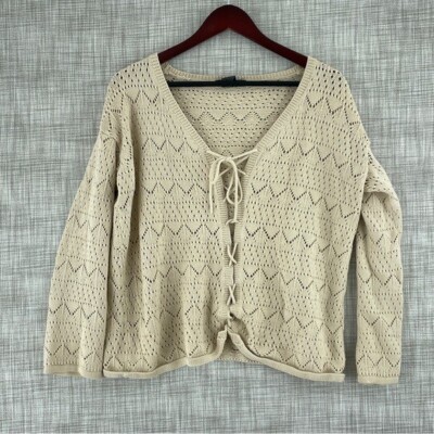 Mark Shale Womens Size S long sleeve Front lace loose knit sweater 1691