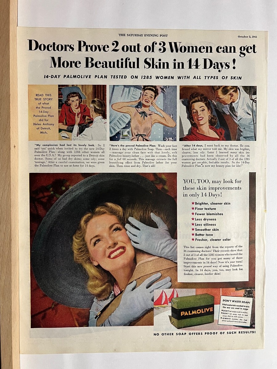 Vintage 1943 Wartime Advertising Palmolive Soap WWII Print Ads