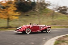Cars 1937 mercedes 540k red convertible Desk Mat Stitched