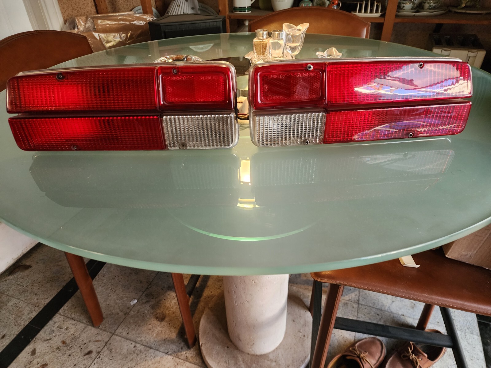 Tail lights assembly and lens,pair, Lamborghini Espada, De Tomaso, Fiat 124, etc