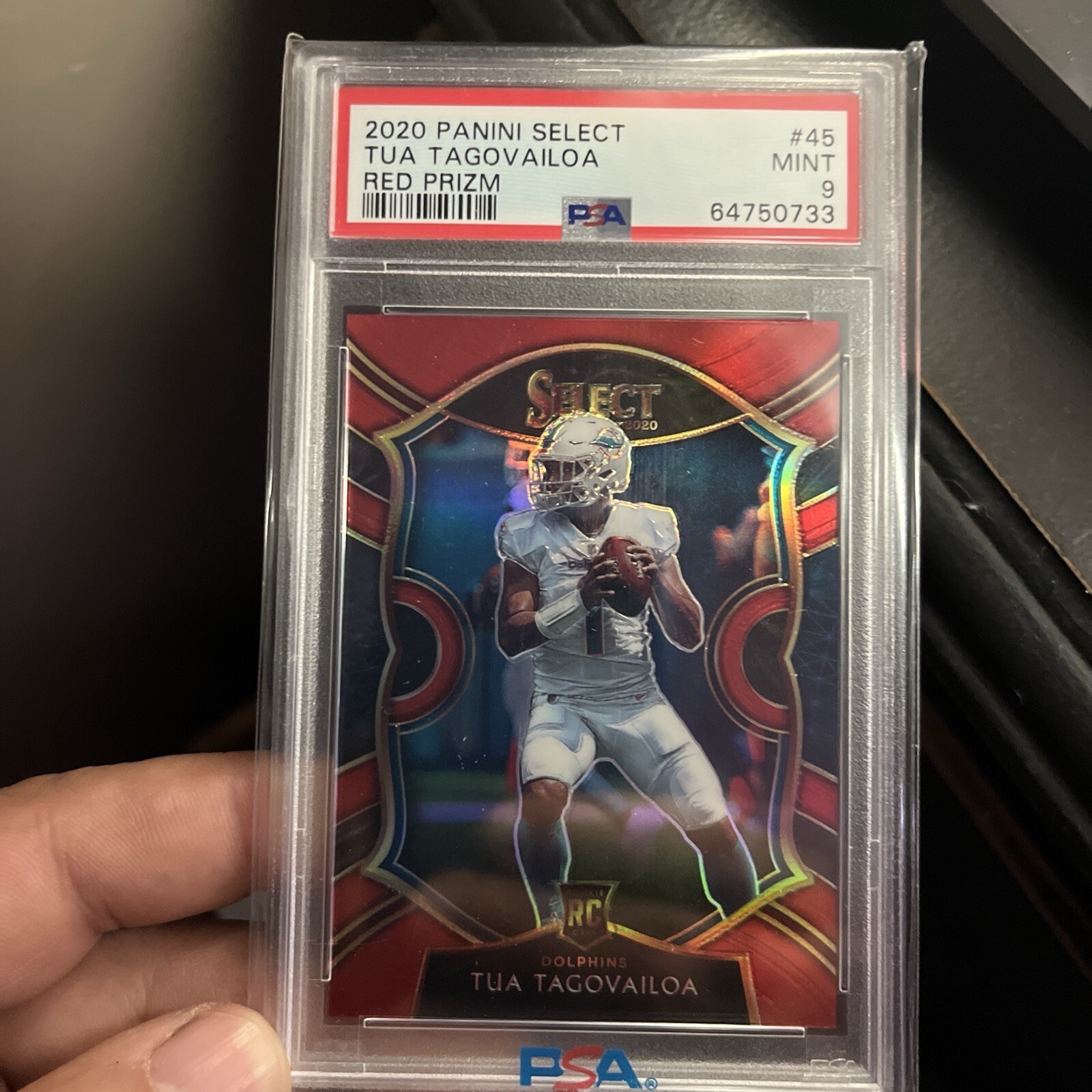 2020 Panini Select Tua Tagovailoa RC Red Prizm /99 PSA 9 Mint #45 Rookie Pop 17