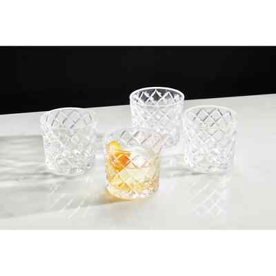Better Homes & Gardens Diamond Cut Old Fashioned Glass 8oz Clear, 4-Pack Durable