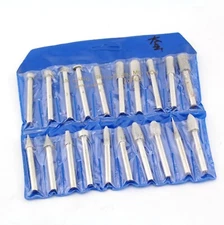 20Pcs diamond grinding head set rotary burrs 120 grit 1/4" shank for die grinder