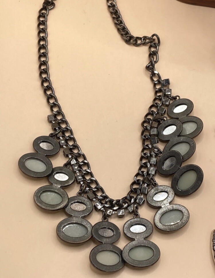 NY Multicolor Rhinestones Dangle Statement 18” Ad… - image 7