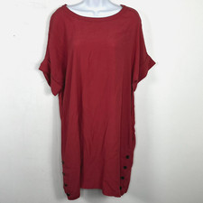 Madewell Salmon Pink Shift Dress Sz S Short Sleeve Button Side Minimalist Modern