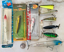 VTG 9 TOPWATER LURES HEDDON BASS PRO SHOPS REBEL POPPER CRANKBAITS PROP ZARA WOO