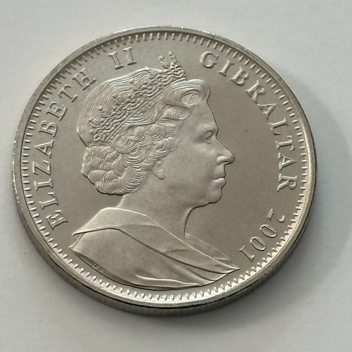 2001 Gibraltar 21st Century 1 Crown CuNi Coin Brilliant Uncirculated Condition - 第 8/10 張圖片