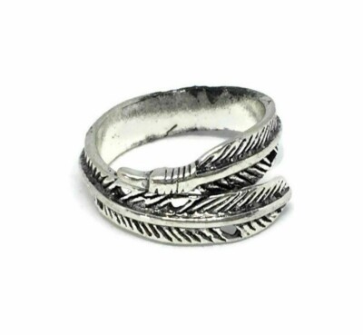 Verstellbarer Vogelfeder Ring l KOSTENLOSER UK-VERSAND l 925 Sterlingsilber plattiert Herren