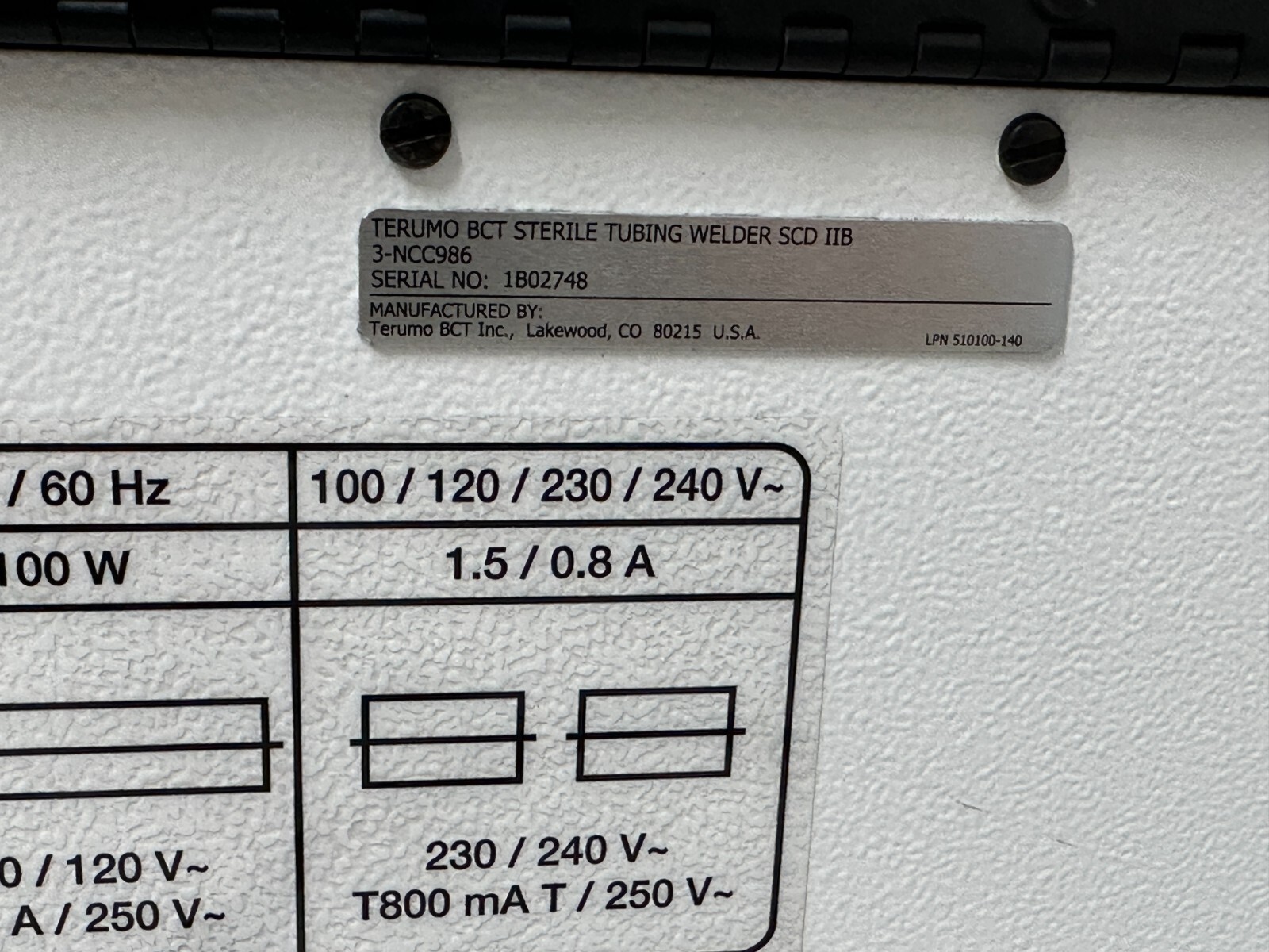 2021 Terumo BCT SCD IIB Sterile Tubing Welder 3NCC986