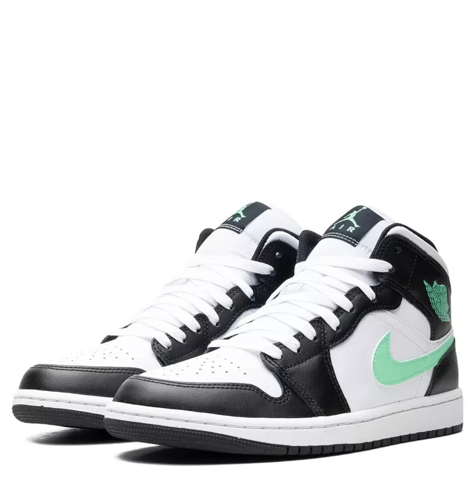 New Nike Air Jordan 1 Mid Green Glow White Black DQ8426-103 Mens