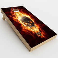 Skin Decals for Cornhole Game Board 2xpcs. / Fire Skull in Flames