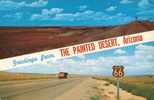 Postcard Route 66 Banner Painted Desert Arizo...