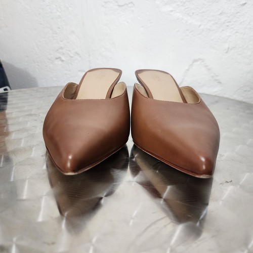 Lauren Ralph Lauren Adrienne Burnished Leather Mule Pump Polo Tan Size 10 Boxed - Picture 7 of 24