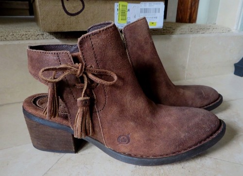 DAMEN BORN OFFENER ABSATZ Reißverschluss STIEFELETTE rostfarben abgenutzt Leder GRÖSSE 6M neu im Karton - Bild 2 von 12