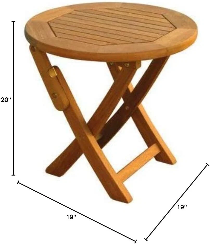 Mesa dobrável redonda de madeira International Caravan Royal Tahiti - Imagem 2 de 2