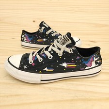 Converse All Star Unicorn Girls Sneakers Sz 3 Junior Black Canvas Kids Shoes