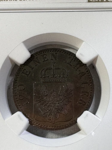 1866-A German States Prussia 3 Pfennig Graded MS 63 BN by NGC