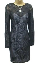 Lipsy VIP Pencil Dress 10 Long Sleeve Beaded Black Occasion Evening Wedding